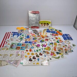 Vintage Sticker Lot Surprise 20 ct Club Decorative Letters Craft Scrapbooking